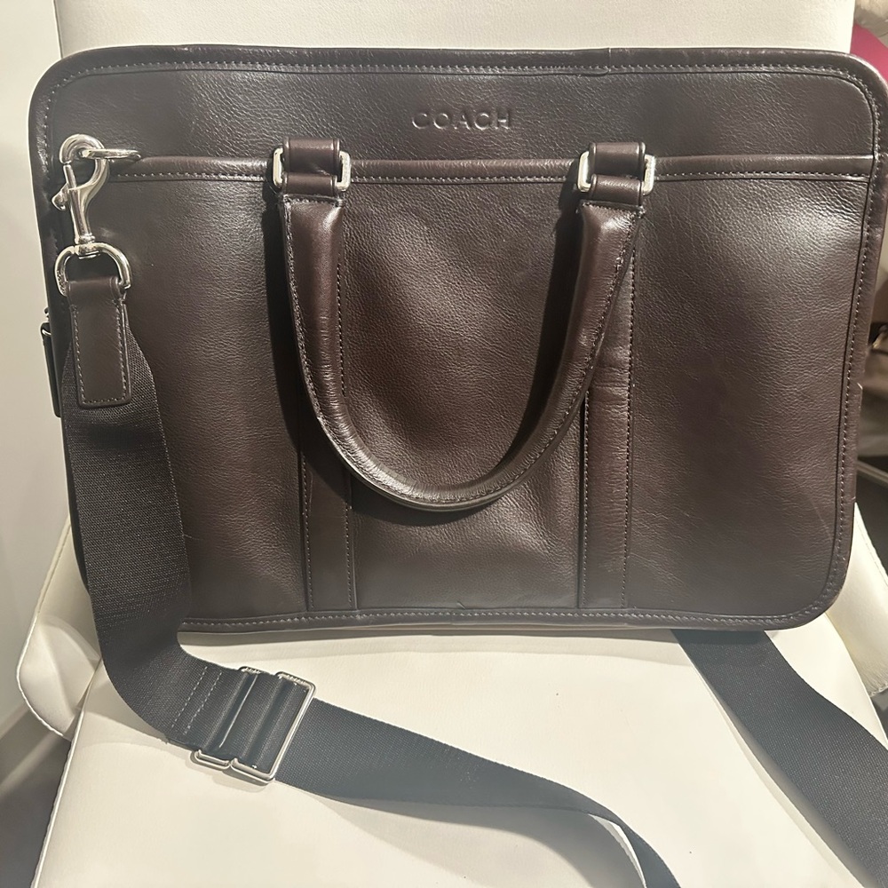 Coach Dark Brown Expandable Leather Briefcase